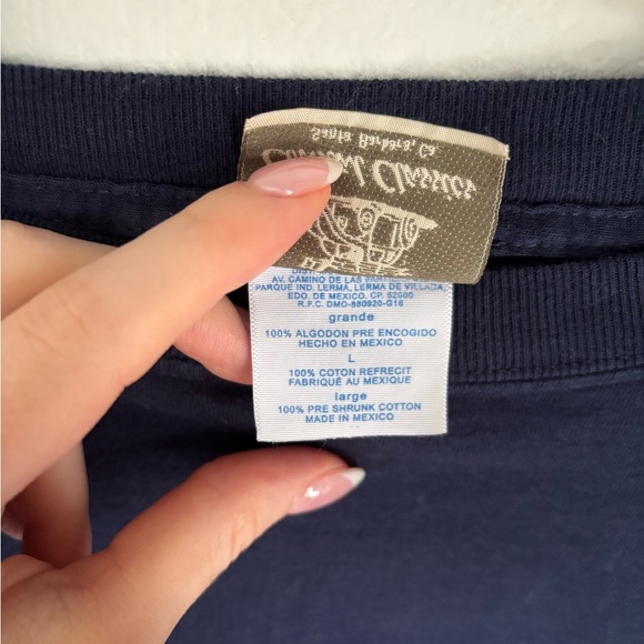 100% Cotton Skiing Grphic Navy Blue Long Sleeve Shirt in size large - Picture 4 of 11